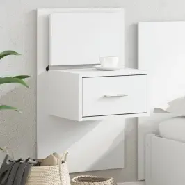 Sienas Naktsskapītis Ar Led Apgaismojumu, Balti Vidaxl