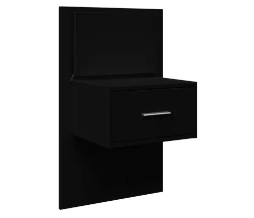 Sienas Naktsskapīši Ar Led Apgaismojumu, Melni Vidaxl