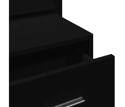 Sienas Naktsskapīši Ar Led Apgaismojumu, Melni Vidaxl