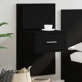 Sienas Naktsskapīši Ar Led Apgaismojumu, Melni Vidaxl