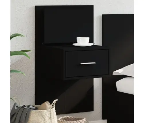 Sienas Naktsskapīši Ar Led Apgaismojumu, Melni Vidaxl