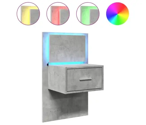 Sienas Naktsskapītis Ar Led Apgaismojumu, Betona Pelēks Vidaxl