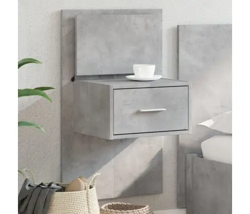 Sienas Naktsskapītis Ar Led Apgaismojumu, Betona Pelēks Vidaxl