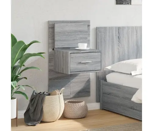 Sienas Naktsskapītis Ar Led Apgaismojumu, Pelēka Ozola Vidaxl