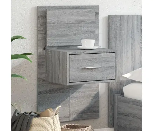 Sienas Naktsskapītis Ar Led Apgaismojumu, Pelēka Ozola Vidaxl