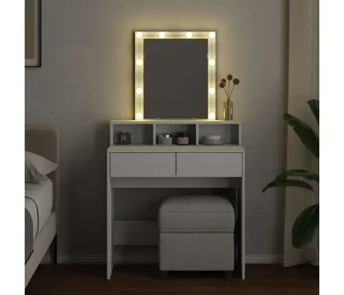 Spoguļgaldiņš Ar Led, 80X41X144,5 Cm, Balts Vidaxl