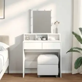 Spoguļgaldiņš Ar Led, 80X41X144,5 Cm, Balts Vidaxl