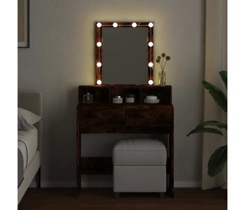 Kosmetinis Staliukas Su Led, Dūminio Ąžuolo, 80X41X144,5Cm