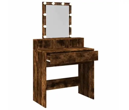 Spoguļgaldiņš Ar Led, Ozolkoka Krāsa, 80X41X144,5 Cm Vidaxl