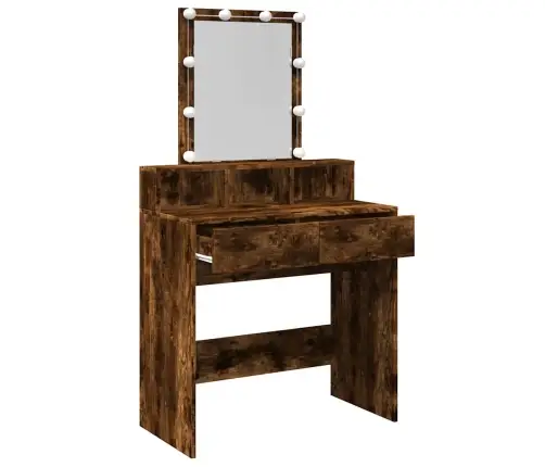 Spoguļgaldiņš Ar Led, Ozolkoka Krāsa, 80X41X144,5 Cm Vidaxl