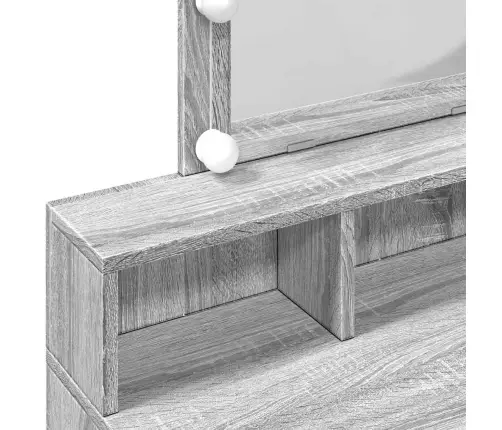 Spoguļgaldiņš Ar Led, Pelēka Ozolkoka Krāsa, 80X41X144,5 Cm Vidaxl