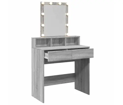 Spoguļgaldiņš Ar Led, Pelēka Ozolkoka Krāsa, 80X41X144,5 Cm Vidaxl