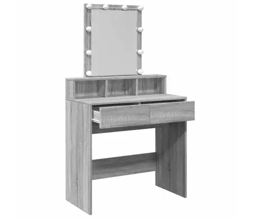 Spoguļgaldiņš Ar Led, Pelēka Ozolkoka Krāsa, 80X41X144,5 Cm Vidaxl