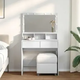 Spoguļgaldiņš Ar Led, 80X41X134,5 Cm, Balts Vidaxl