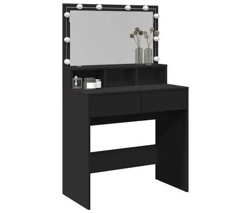 Spoguļgaldiņš Ar Led, 80X41X134,5 Cm, Melns Vidaxl