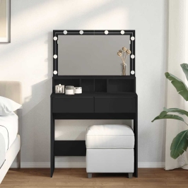 Spoguļgaldiņš Ar Led, 80X41X134,5 Cm, Melns Vidaxl