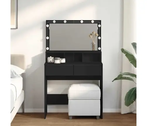 Spoguļgaldiņš Ar Led, 80X41X134,5 Cm, Melns Vidaxl