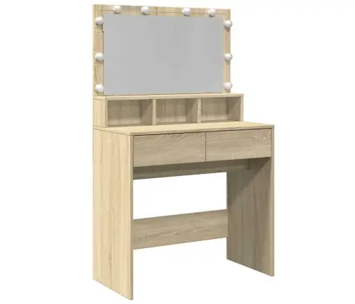 Spoguļgaldiņš Ar Led, Ozolkoka Krāsa, 80X41X134,5 Cm Vidaxl