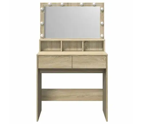 Spoguļgaldiņš Ar Led, Ozolkoka Krāsa, 80X41X134,5 Cm Vidaxl