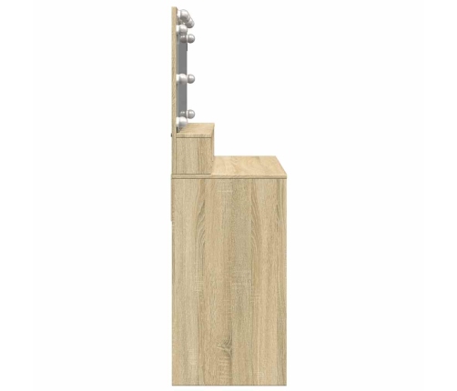 Spoguļgaldiņš Ar Led, Ozolkoka Krāsa, 80X41X134,5 Cm Vidaxl