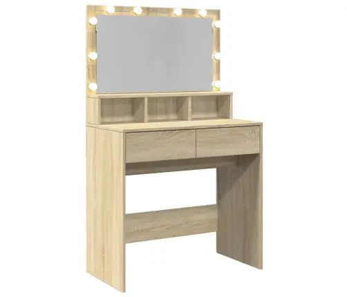 Spoguļgaldiņš Ar Led, Ozolkoka Krāsa, 80X41X134,5 Cm Vidaxl