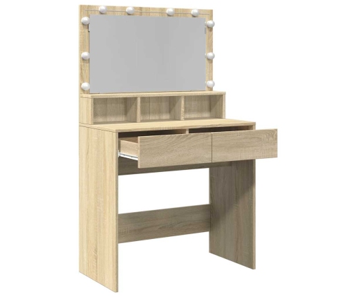 Spoguļgaldiņš Ar Led, Ozolkoka Krāsa, 80X41X134,5 Cm Vidaxl