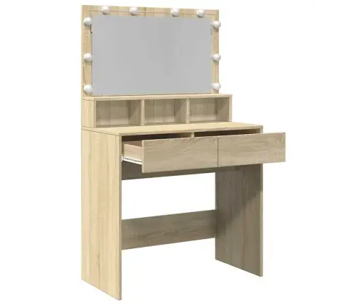 Spoguļgaldiņš Ar Led, Ozolkoka Krāsa, 80X41X134,5 Cm Vidaxl