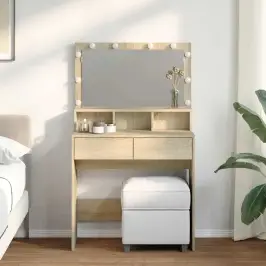 Spoguļgaldiņš Ar Led, Ozolkoka Krāsa, 80X41X134,5 Cm Vidaxl