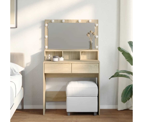 Spoguļgaldiņš Ar Led, Ozolkoka Krāsa, 80X41X134,5 Cm Vidaxl