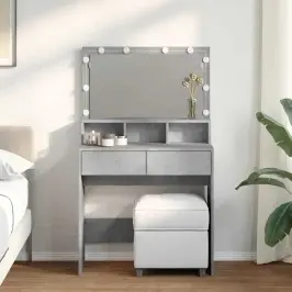 Kosmetinis Staliukas Su Led, Betono Pilkas, 80X41X134,5Cm