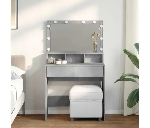 Kosmetinis Staliukas Su Led, Betono Pilkas, 80X41X134,5Cm