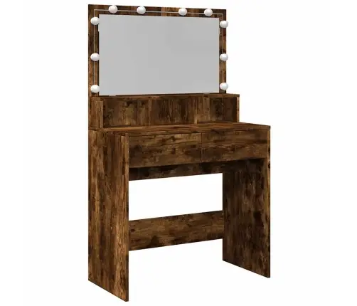 Spoguļgaldiņš Ar Led, Ozolkoka Krāsa, 80X41X134,5 Cm Vidaxl