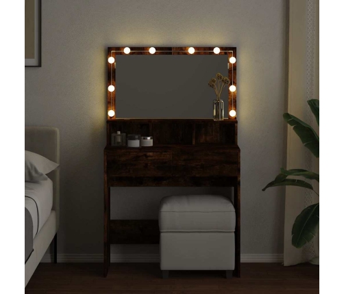 Kosmetinis Staliukas Su Led, Dūminio Ąžuolo, 80X41X134,5Cm