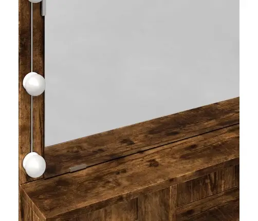 Spoguļgaldiņš Ar Led, Ozolkoka Krāsa, 80X41X134,5 Cm Vidaxl