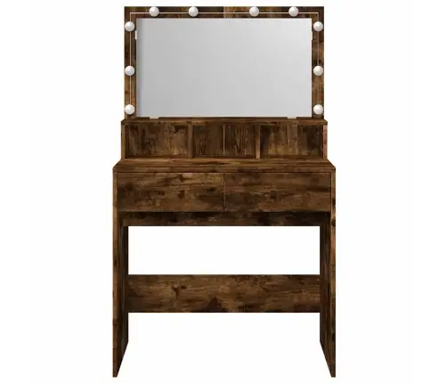 Spoguļgaldiņš Ar Led, Ozolkoka Krāsa, 80X41X134,5 Cm Vidaxl