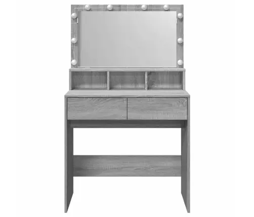 Spoguļgaldiņš Ar Led, Pelēka Ozolkoka Krāsa, 80X41X134,5 Cm Vidaxl