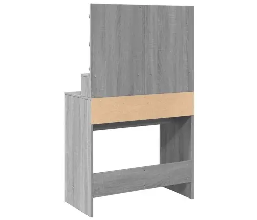 Spoguļgaldiņš Ar Led, Pelēka Ozolkoka Krāsa, 80X41X134,5 Cm Vidaxl