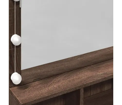 Spoguļgaldiņš Ar Led, 80X41X134,5 Cm, Brūna Ozolkoka Krāsa Vidaxl