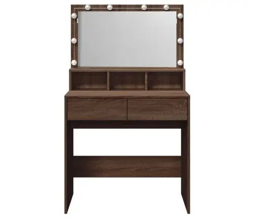 Spoguļgaldiņš Ar Led, 80X41X134,5 Cm, Brūna Ozolkoka Krāsa Vidaxl