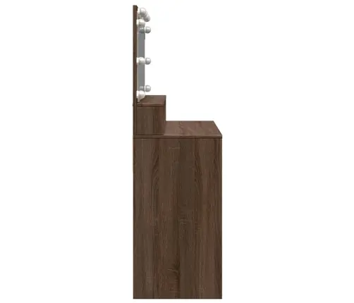 Spoguļgaldiņš Ar Led, 80X41X134,5 Cm, Brūna Ozolkoka Krāsa Vidaxl