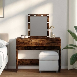 Spoguļgaldiņš Ar Led, Ozolkoka Krāsa, 100X40X130 Cm Vidaxl