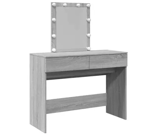 Kosmetinis Staliukas Su Led, Pilkas Ąžuolo, 100X40X130Cm