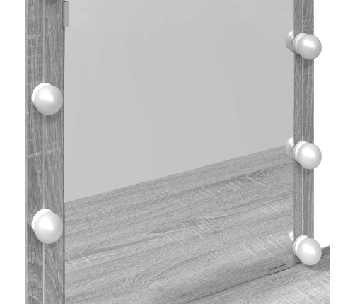 Spoguļgaldiņš Ar Led, Pelēka Ozolkoka Krāsa, 100X40X130 Cm Vidaxl