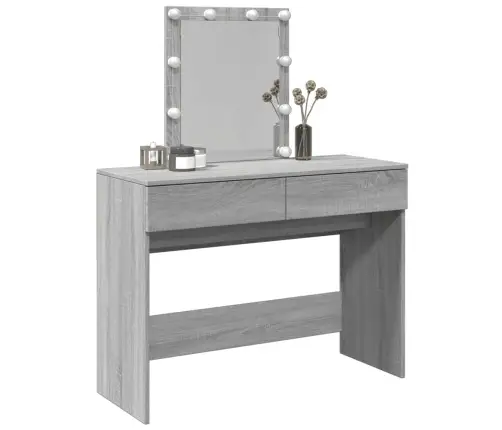 Kosmetinis Staliukas Su Led, Pilkas Ąžuolo, 100X40X130Cm