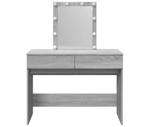 Spoguļgaldiņš Ar Led, Pelēka Ozolkoka Krāsa, 100X40X130 Cm Vidaxl