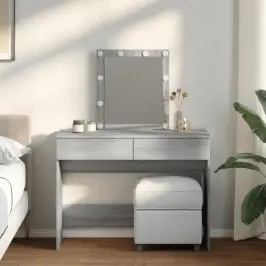 Spoguļgaldiņš Ar Led, Pelēka Ozolkoka Krāsa, 100X40X130 Cm Vidaxl