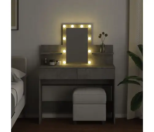 Spoguļgaldiņš Ar Led, Betona Pelēks, 100X40X130 Cm Vidaxl