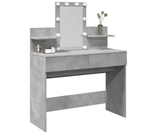 Spoguļgaldiņš Ar Led, Betona Pelēks, 100X40X130 Cm Vidaxl