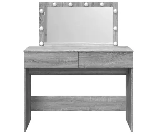 Spoguļgaldiņš Ar Led, Pelēka Ozolkoka Krāsa, 100X40X120 Cm Vidaxl