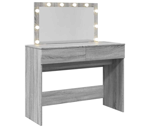 Kosmetinis Staliukas Su Led, Pilkas Ąžuolo, 100X40X120Cm